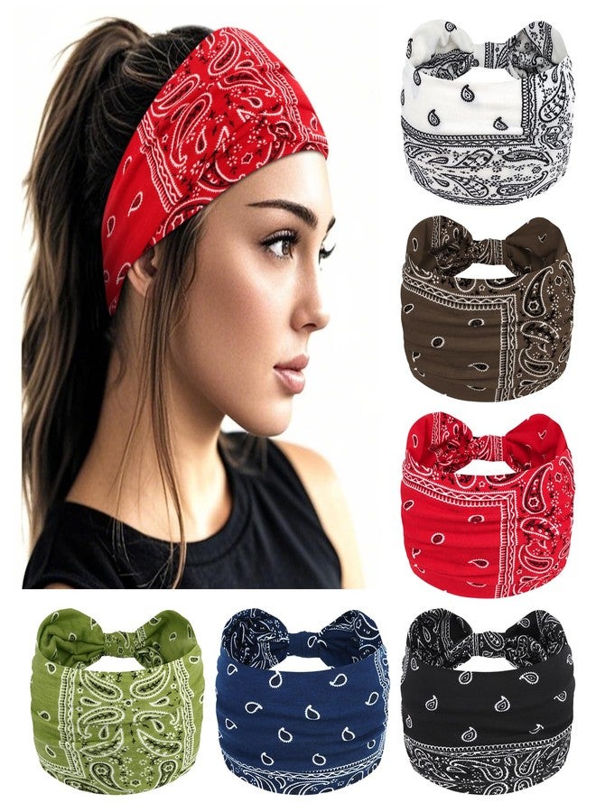 YARIEW Hairband - Wide Bandana Headbands for Women, 6pcs Stretch Knotted Headband, Boho Style Head Bands, Non-Slip Yoga Workout Hair Accessories for Women Girls - Image 1